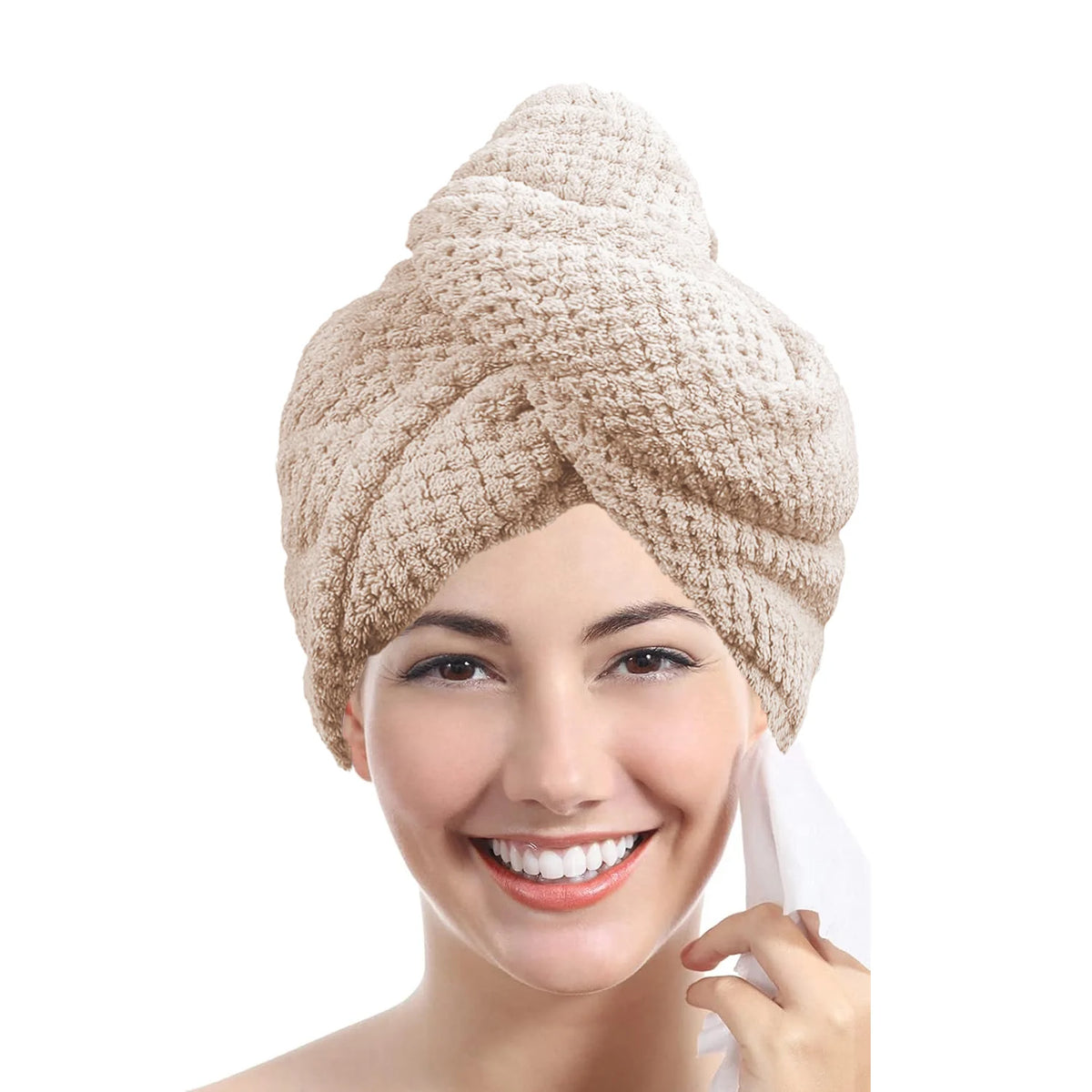 Solid Color Hair Dry Turban Towel Wraps Quick Drying Dry Hair Cap for Women Lightweight Comfortable Home Bathroom Shower Use