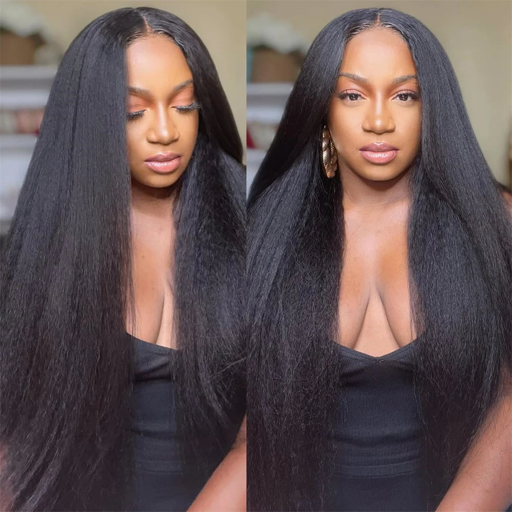Kinky Straight Human Hair Bundles Brazilian Yaki Straight Hair Extension Virgin Human Hair Weave 1/3/4 Bundle For Quicky Weaving