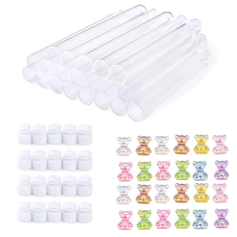 20Pcs DIY Christmas Eyelash Brush Tube Reusable Eyebrow Brush Dust-proof Lash Extension Supplies Stick Resin Decoration Handmade