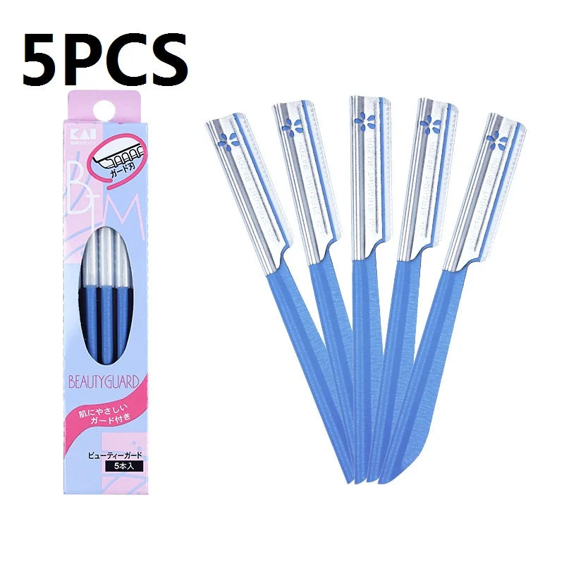 5pcs Eyebrow Scraper Razor Sets Women's Makeup Beauty Eyebrows Hair Removal Steel Blade Safety Facial Eyebrow Epilator Trimmer