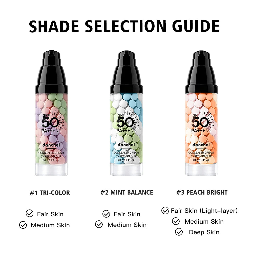 Three Color Press Release Cream Concealer Isolation Makeup Facial Base Brightening Hydrating Liquid Concealer Face Primer Glow