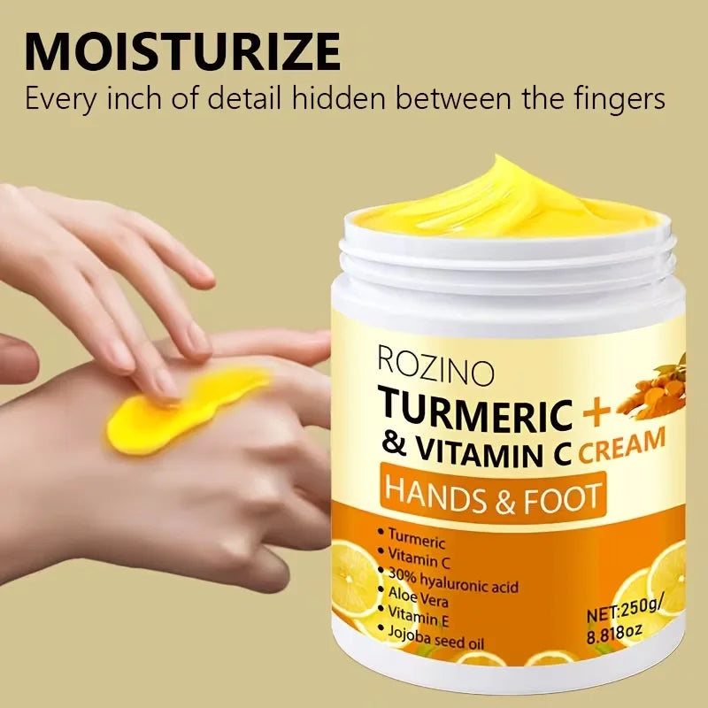 【Ultra Anti-Cracking】250G Turmeric Cracked Hand and Foot Care Cream - Anti-Cracking Repair Cream, Highly Moisturizing and Nourishing, Light Beige Color. Can Be Used on Dry Areas Such as Hands, Back of Feet, Ankles, Elbows