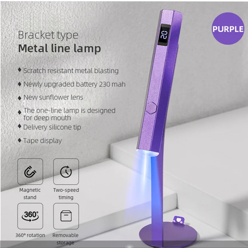 360° Rotation Uv Light Lamp Portable Mini UV LED Nail Dryer  for Gel Nail Polish With Magnetic Holder Fast Drying Handheld Lamp