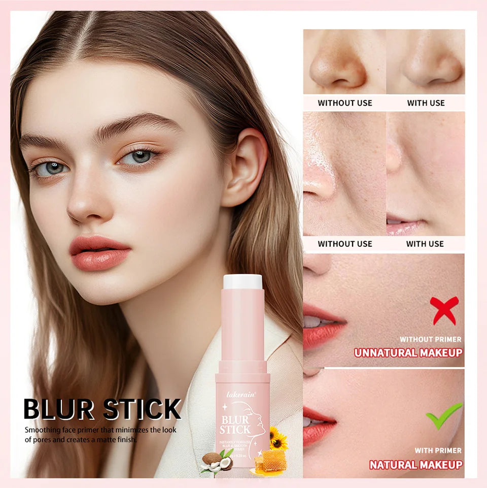Blur Stick Invisible Pore Primer Moisturizing Face Primer Makeup Base Oil-control Water & Sweat Resistant Matte Barrier Primer