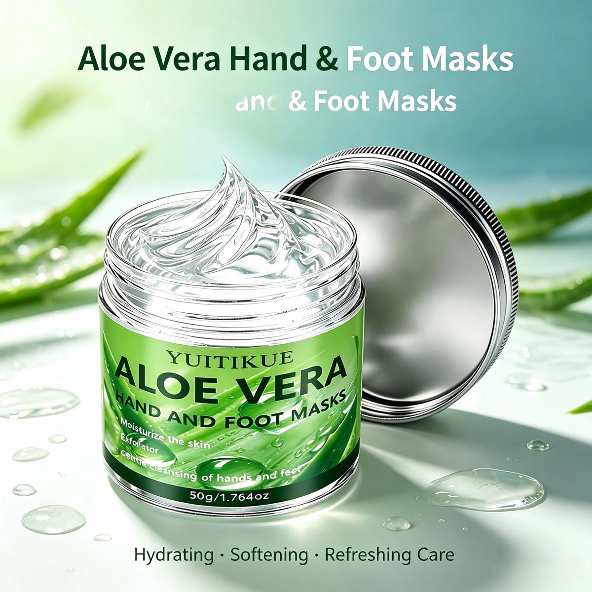 YUITIKUE 50g Aloe Vera Hand Foot Mask Exfoliating Moisturizing Hydrating Brightening Dead Skin Removal Hand Foot Care Cream