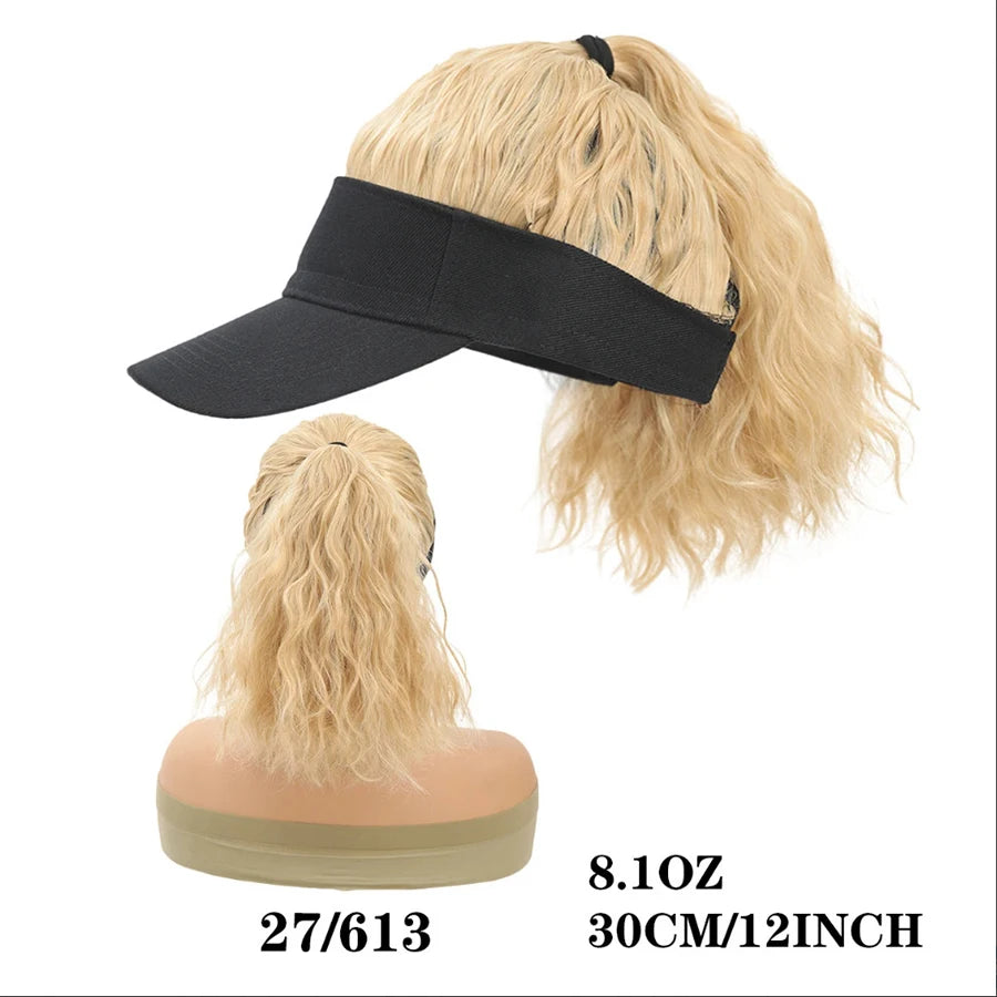 Synthetic Hat With Hair Attached For Women Ponytail Curly Hair Wig With Hair Cap Styling Baseball Baseball Cap Ponytail Hat Wig