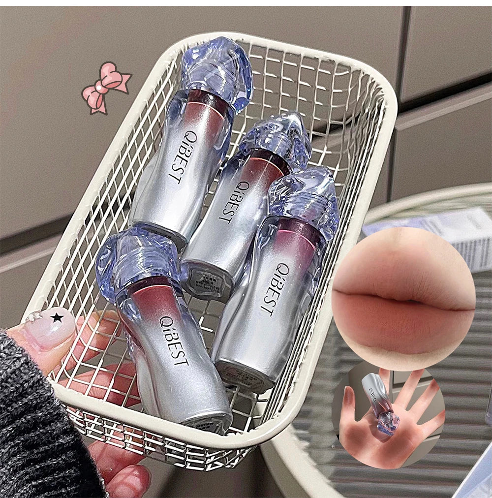 QIBEST Matte Velvet Liquid Lipstick Natural Long-Lasting Highly Pigmented Lip Mud Portable Finish Universal Lip Gloss Makeup