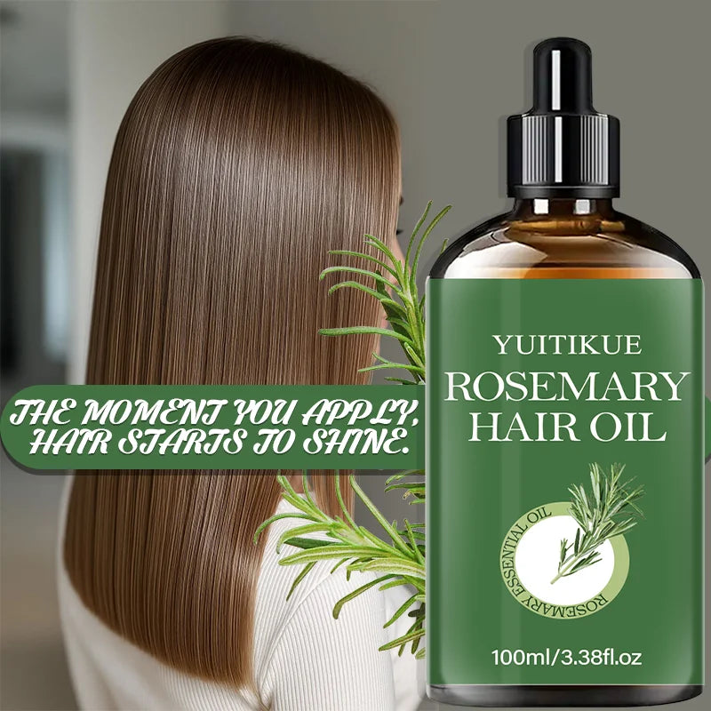 YUITIKUE 100ml Rosemary Hair Oil, Natural Nourishing Scalp Serum, Strengthening Hair, Frizz Control & Shine Boost for Daily Care