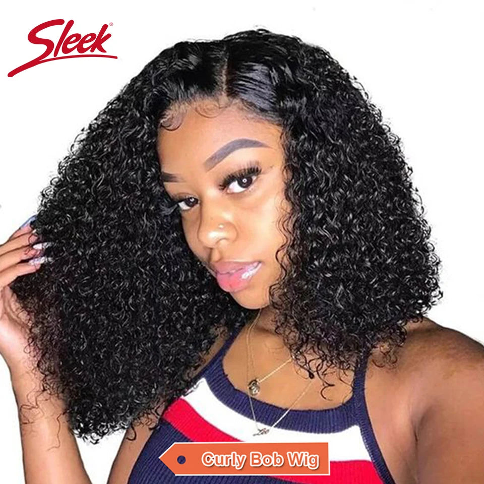 Sleek Brazilian Deep Curly Bob Wigs Nature Remy Black Dark Human Hair Bob Wigs Water Wave Lace Front Part P4/27 And Red 99J Wigs