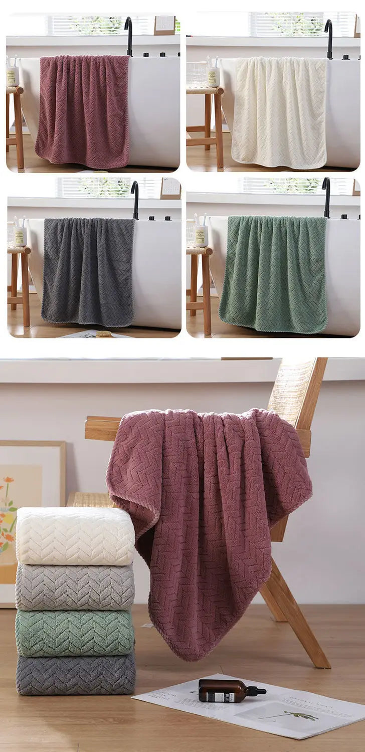 Thickened large bath towel, ultra-fine fiber towel, soft and highly absorbent women's and men's bath towel, beauty salon hair sa