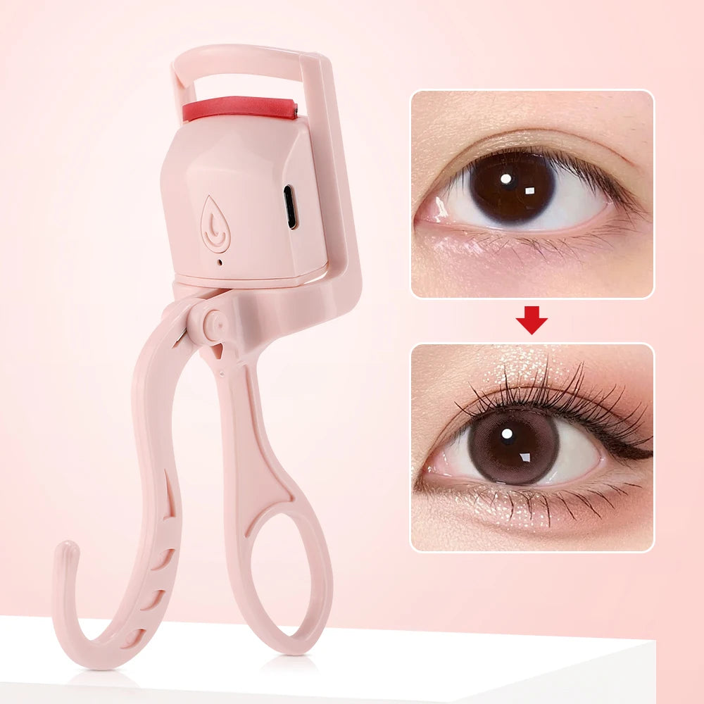 Electric Heated Eyelash Curler Comb Rechargeable Fast Heating Eyelash Curling Machine Long-Lasting Naturally Makeup Tool