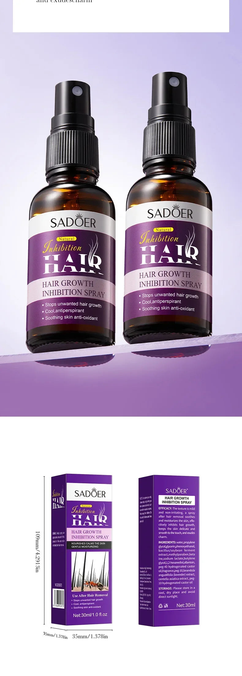 Hair Inhibition Serum Spray Painless Permanent Depilatory Cream Slow Hair Regrowth Full Body Private Parts Silky Skin Care