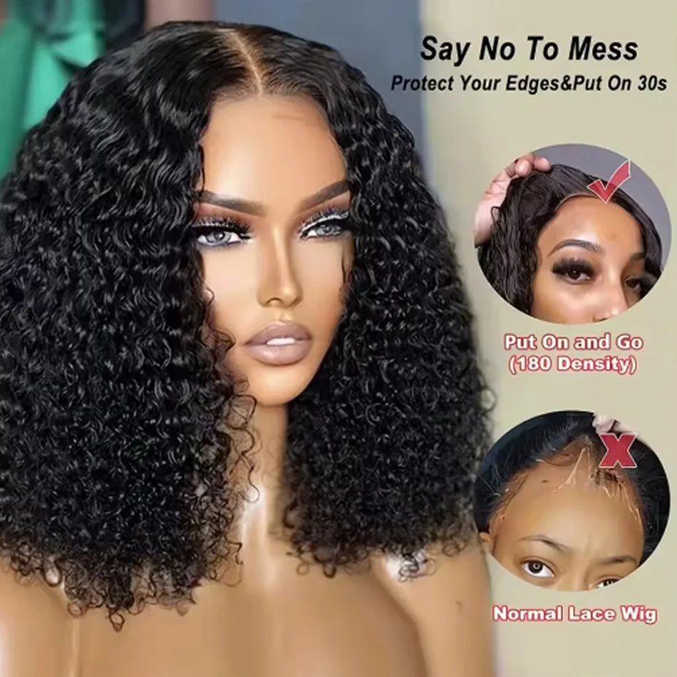 Glueless Kinky Curly Wig 13X6 Human Hair Ready To Wear Frontal Wigs Deep Curls Lace Closure Wig For Women Tissage Cheveux Humain