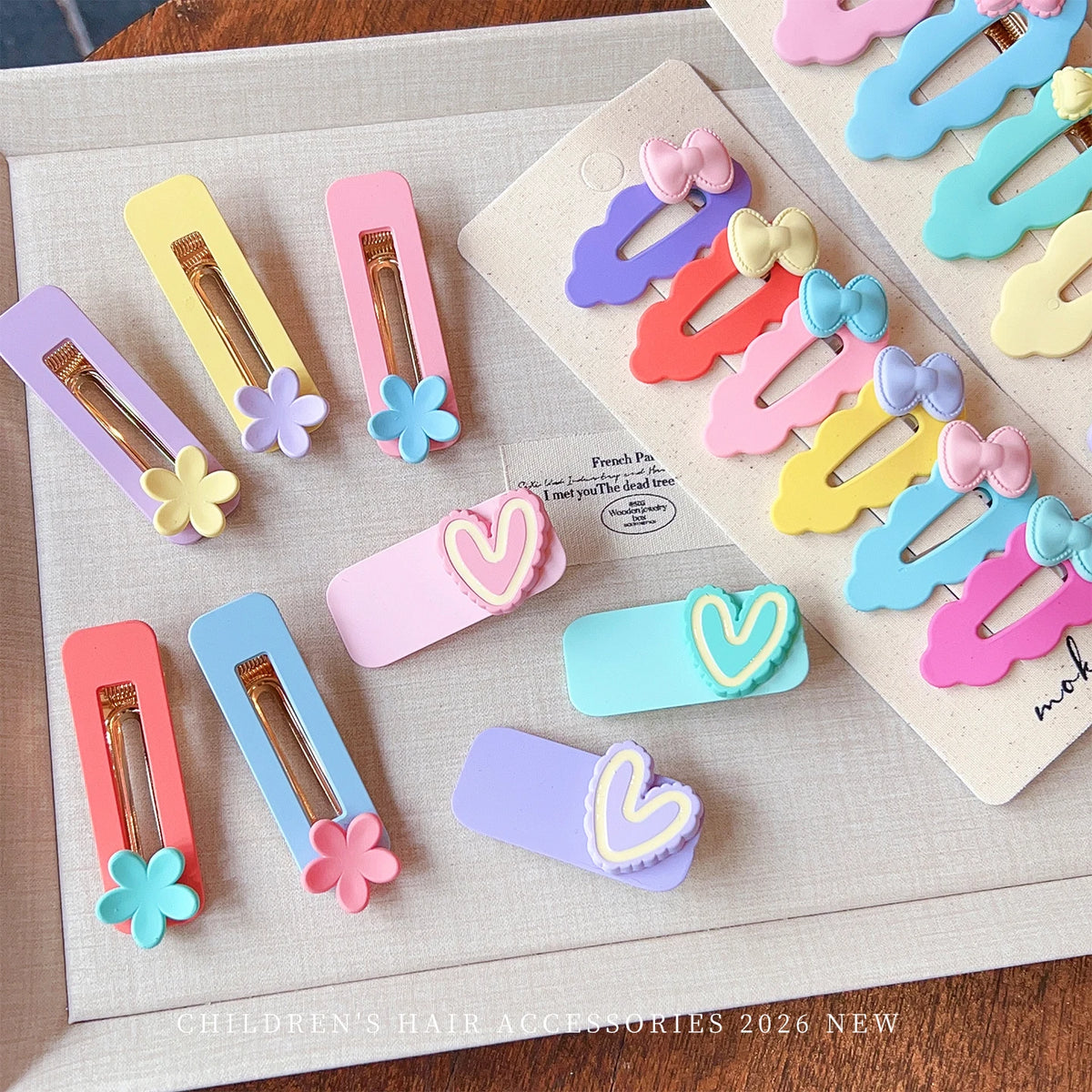 2026 New 5PCS/SET Korean Sweet Style Cute Bow Cloud Wave Hair Clips  No Hurt Hair BB Clips for Baby Girls Toddler Accessories