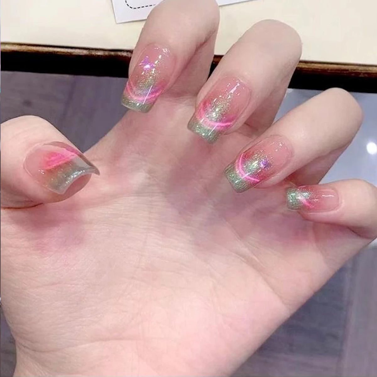 MIANEL 2026 New 12ML Aurora Night Cat Eye Gel Nail Polish Flash Sparkle Holographic Crystal Dual Light Silk Glass Bead Nail Art