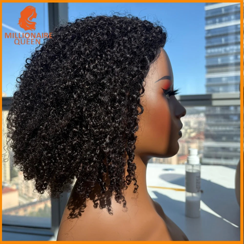 300% Millionaire Queen Half Wigs Wear and Go Beginner Friendly Headband Wig Pixie Curly Half Wig Clip Ins Flip Over Glueless Wig