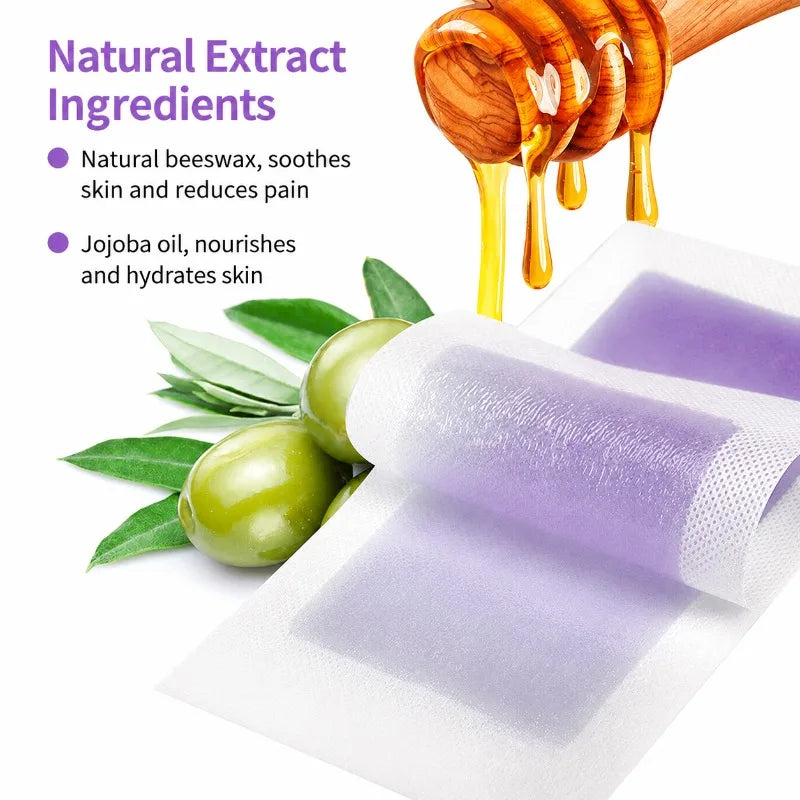 Honey Depilatory Wax Strips Double-sided Non-woven Fabric Wax Paper Full Body Hair Remover for Leg Armpit Bikini Arm Gentle