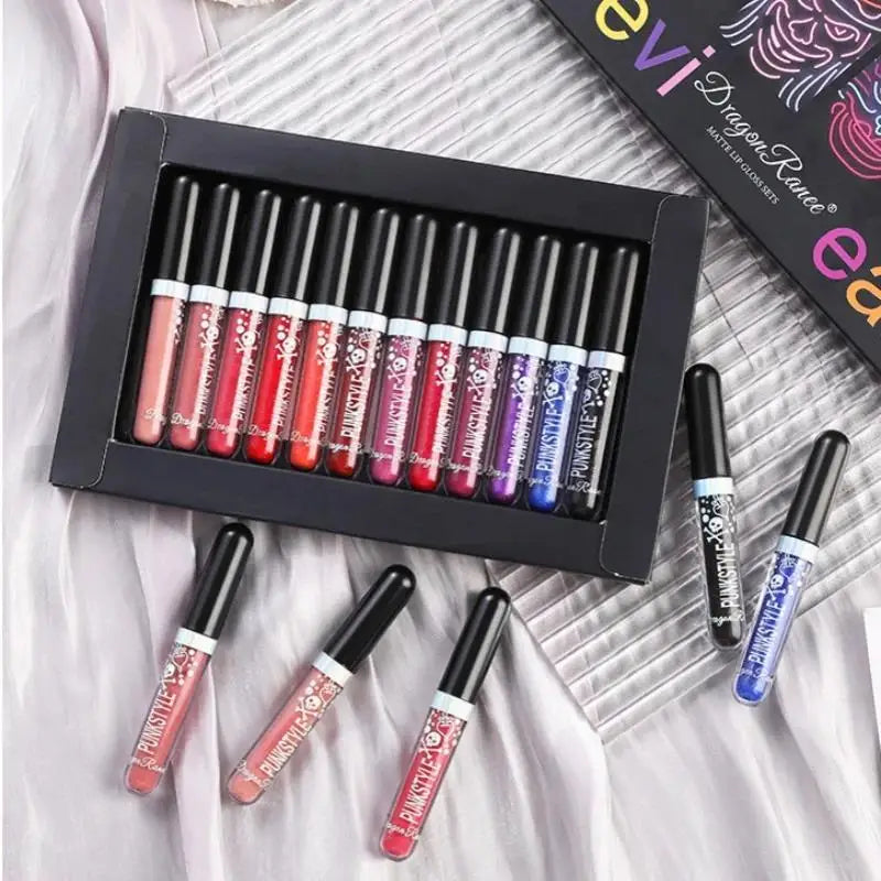 Halloween Diamond Glitter Matte Liquid Lipstick Long Lasting Waterproof Shiny Metal Lip Glaze On Stick Set