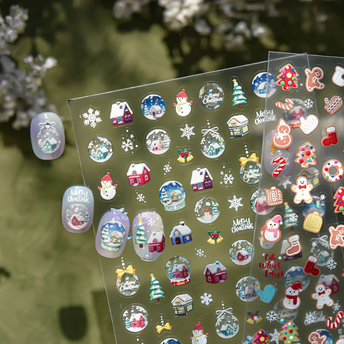 5D Embossed Jelly Crystal Ball Nail Art Christmas Stickers Gingerbread Man 3D Nails Decoration Stickers DIY Self Adhesive Decals