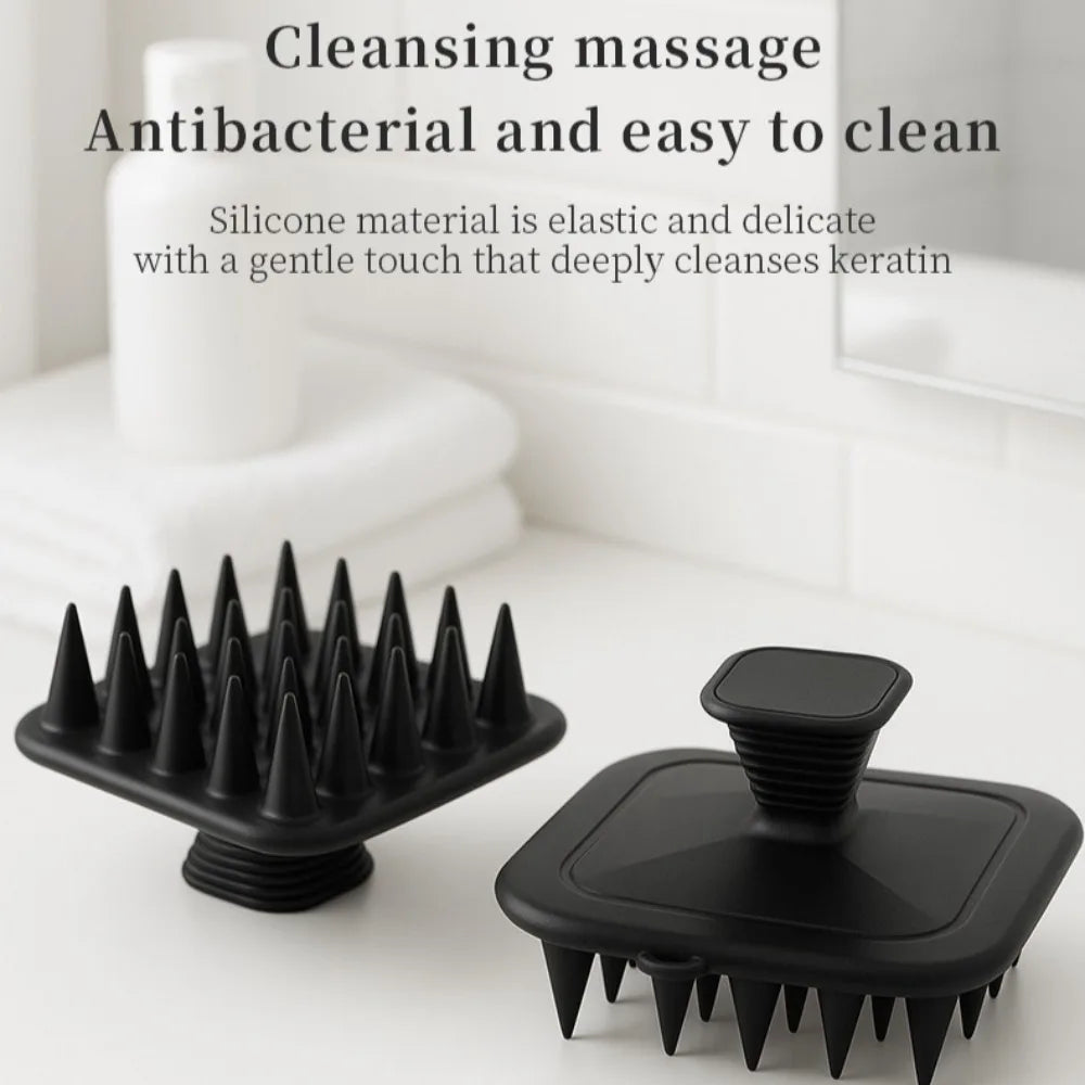 Scalp Massager Shampoo Brush Silicone One Piece Non Slip Handle Soft Wet Dry Shower Exfoliator for All Hair Types