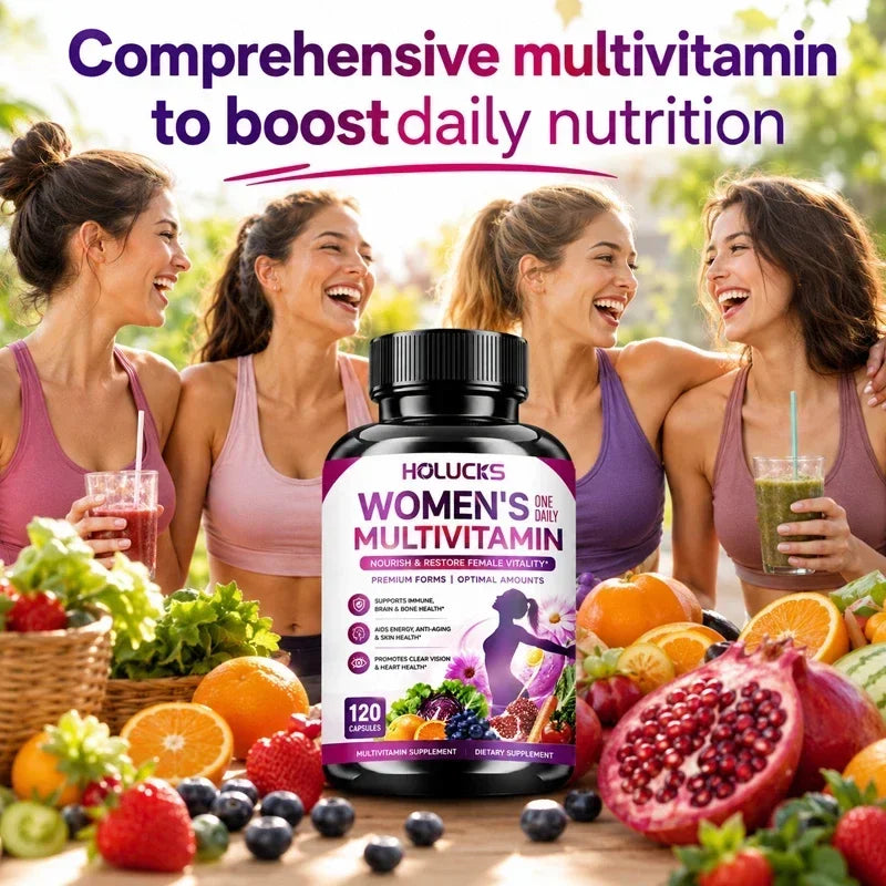 Women's Multivitamin Capsules, with Vitamin A C D3 E B- Calcium Zinc Collagen CoQ10, Support Energy, Bone, Anti-Aging & Vitality