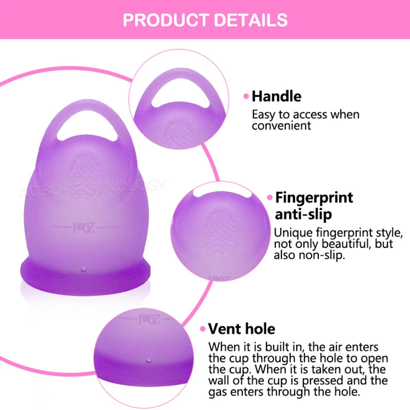 Menstrual Cup With Storage Case Medical Silicone Menstrual Cup Sterilizer Cup Women's Health Care Period Accessories Kit