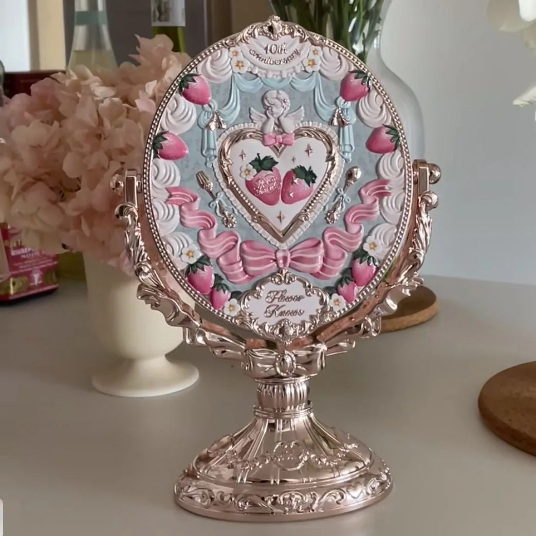 Flower Knows 10th Anniversary Vanity Mirror Rococo-Inspired Tabletop Mirror for Vanity & Display Makeup Big Mirrors
