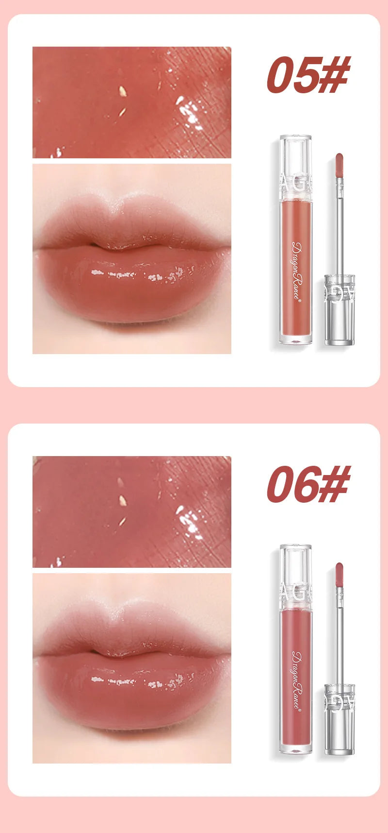 Mirror Water Gloss Lip Glaze Moisturizing Liquid Lipstick Long Lasting Nourishing Glass Lip Gloss Transparent Lip Stain Tint