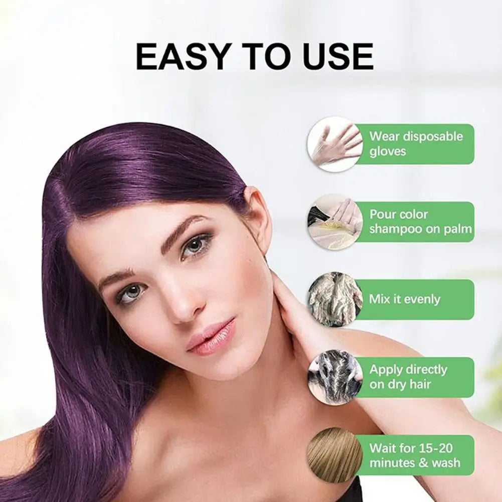 200ml 4 Colors Hair Dye Shampoo For Gray Hair For Women Men ﻿Premium Natural Hair Dye Kit Semi Permanent Hair Dye Shampoo Black