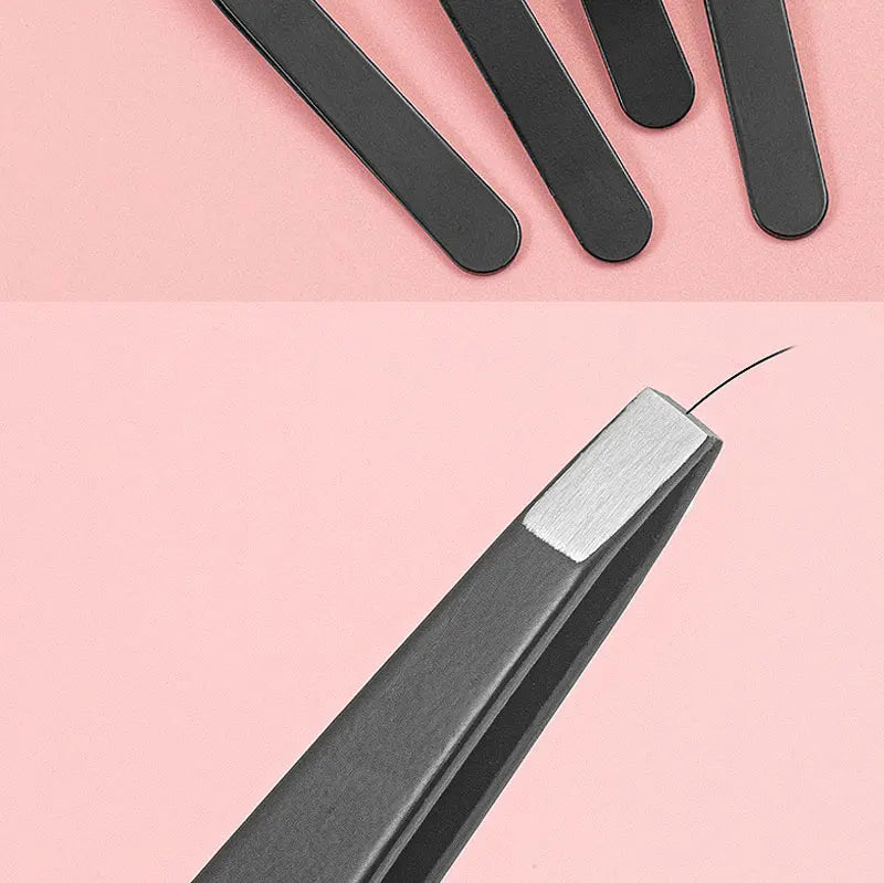 4Pcs Face Hair Removal Eyebrow Tweezers Pincet Clips Stainless Steel Lash Extension Tweezers Slant and Flat Point Beauty Tools