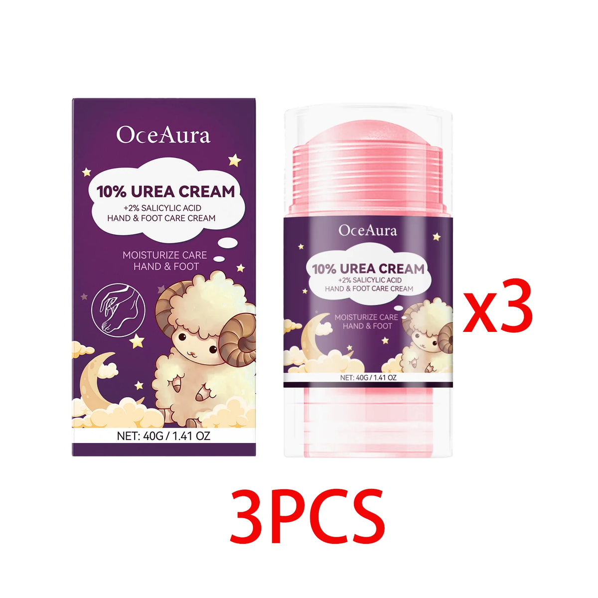 10% Urea Foot Cream Stick Moisturizing & Exfoliating, Cracked Heel Repair Deep Hydration for Dry Feet Long Protection Hand Cream