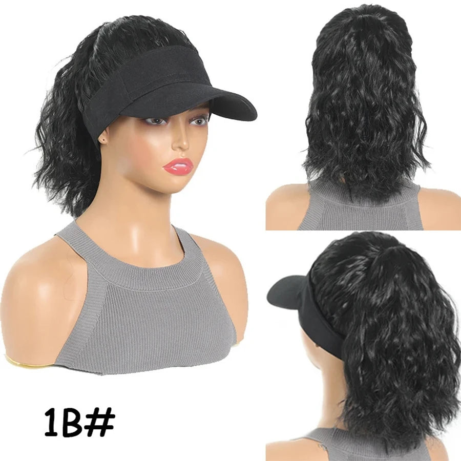 Synthetic Hat With Hair Attached For Women Ponytail Curly Hair Wig With Hair Cap Styling Baseball Baseball Cap Ponytail Hat Wig