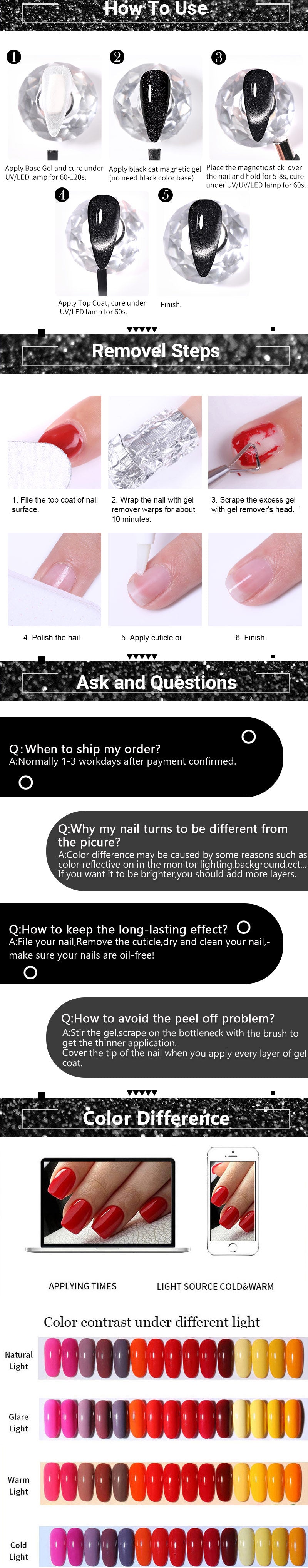 LILYCUTE 7ml 9D Black Crystal Cat Magnetic Gel Nail Polish Laser Silver Glitter Semi Permanent Manicure For Nail Art Gel Varnish