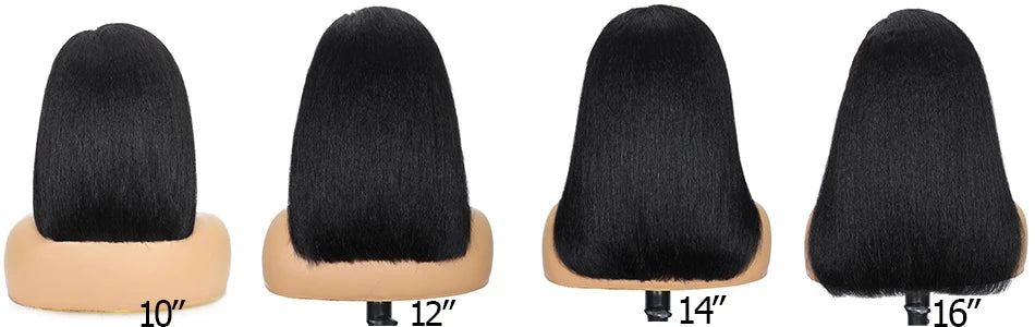 100% Human Hair Bob Yaki Straight Glueless HD Lace Closure Wigs 4C Precut Kinky Straight 5x5 Lace Wig With Drawstring PrePlucked