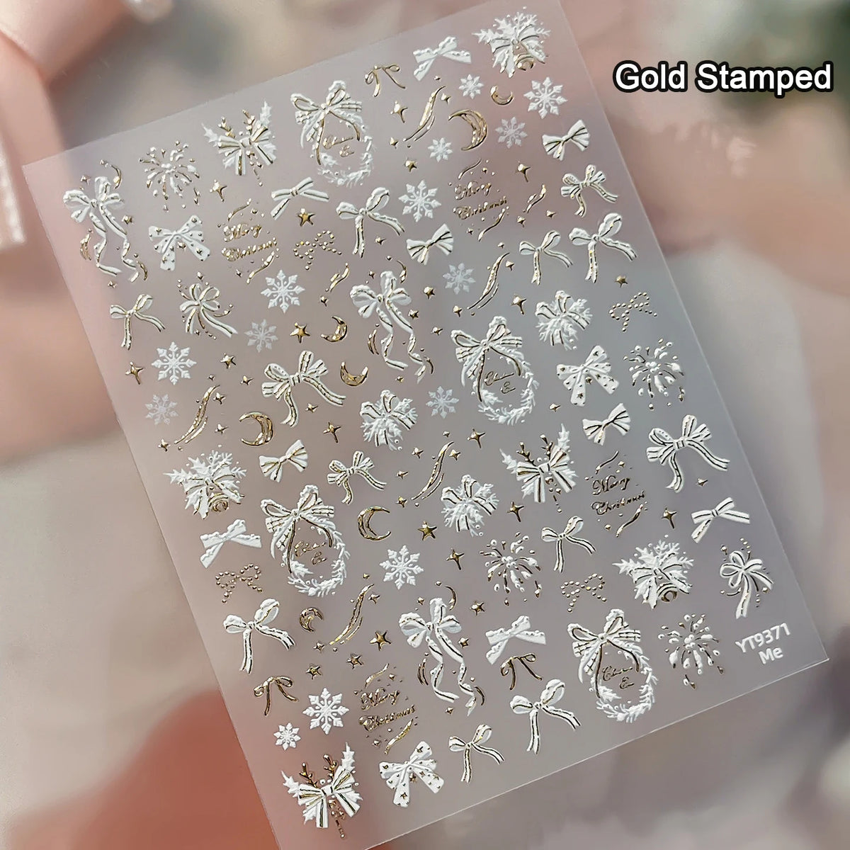 Christmas Wreath Snowman Xmas Tree Bowknot Snowflakes Gingerbread Man Bear Star Bell Apple Nail Art Charms Stickers Phone Decals