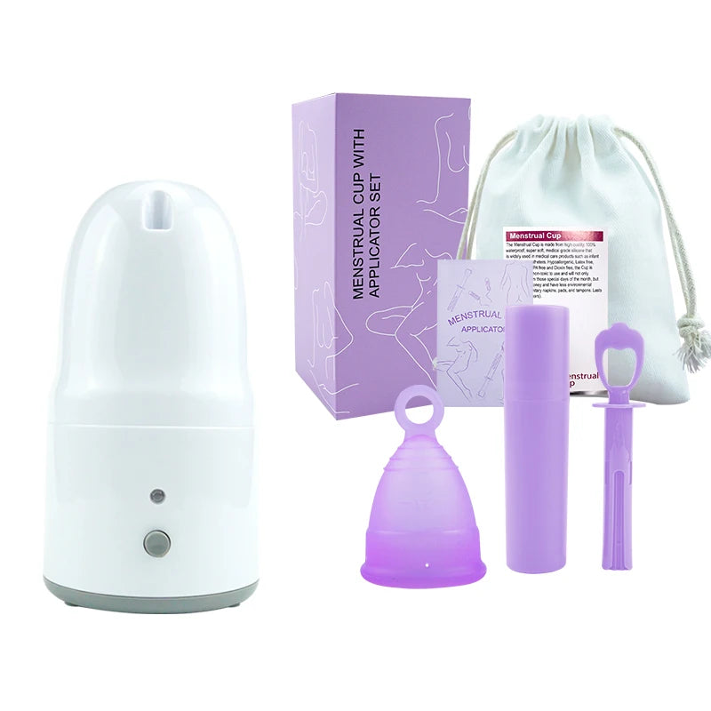 Certified Cup Kit Steam Sterilizer Applicator Reusable Soft Silicone Lady Cup Sterilization Women Health Care Feminine Hygiene