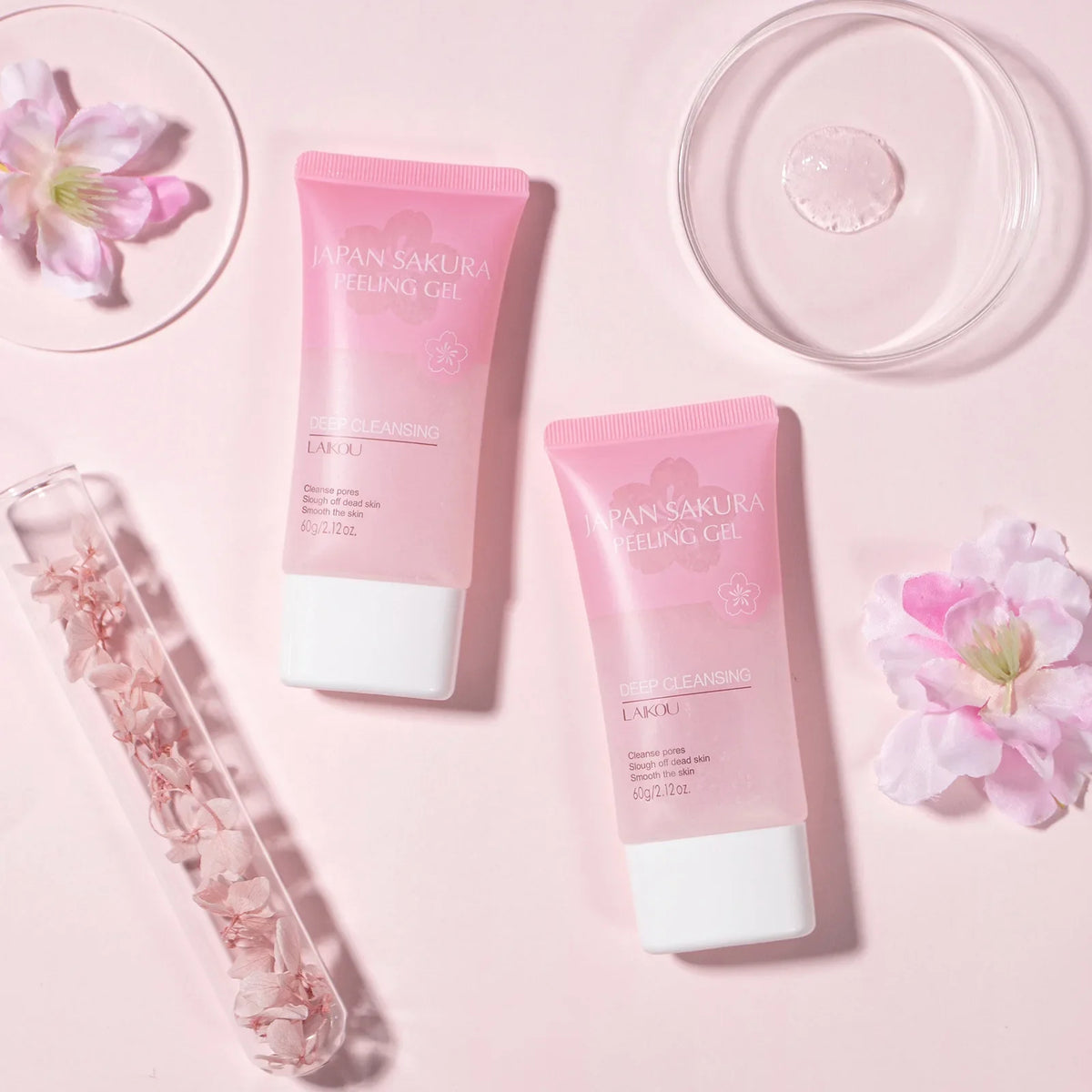 Laikou Japan Sakura Exfoliating Peeling Gel 60g, Gentle Face Body Scrub Deep Clean Remove Dead Skin Hydrating Smooth Skin Care