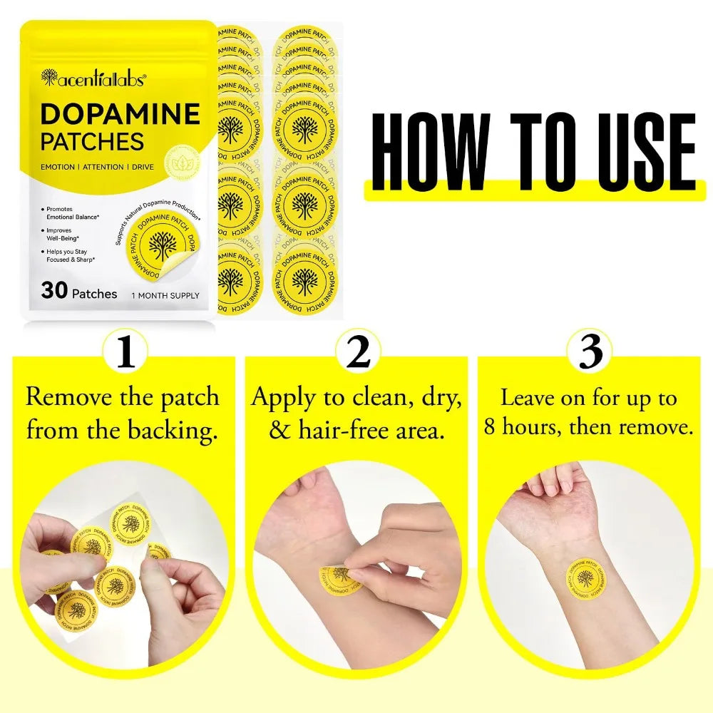Vitality Boost Dopamine Patches, Enhance Mood & Focus, Concentration Aid for Daily Wellness