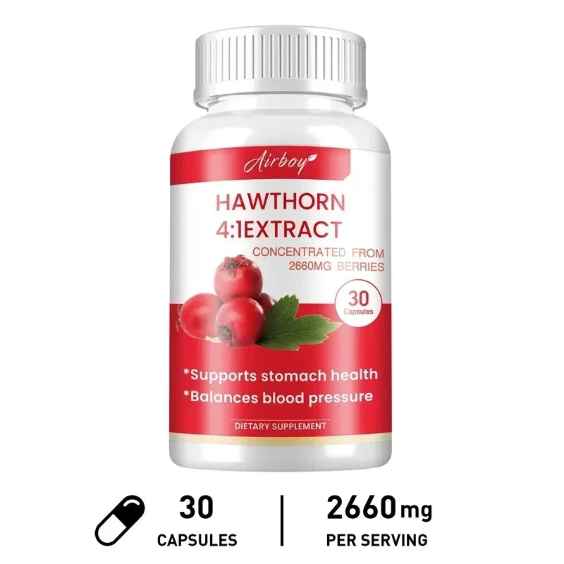 Hawthorn Berry Extract Capsule - Supports Digestive Health, Promotes Energy Production, Blood Circulation, and Boosts Immunity