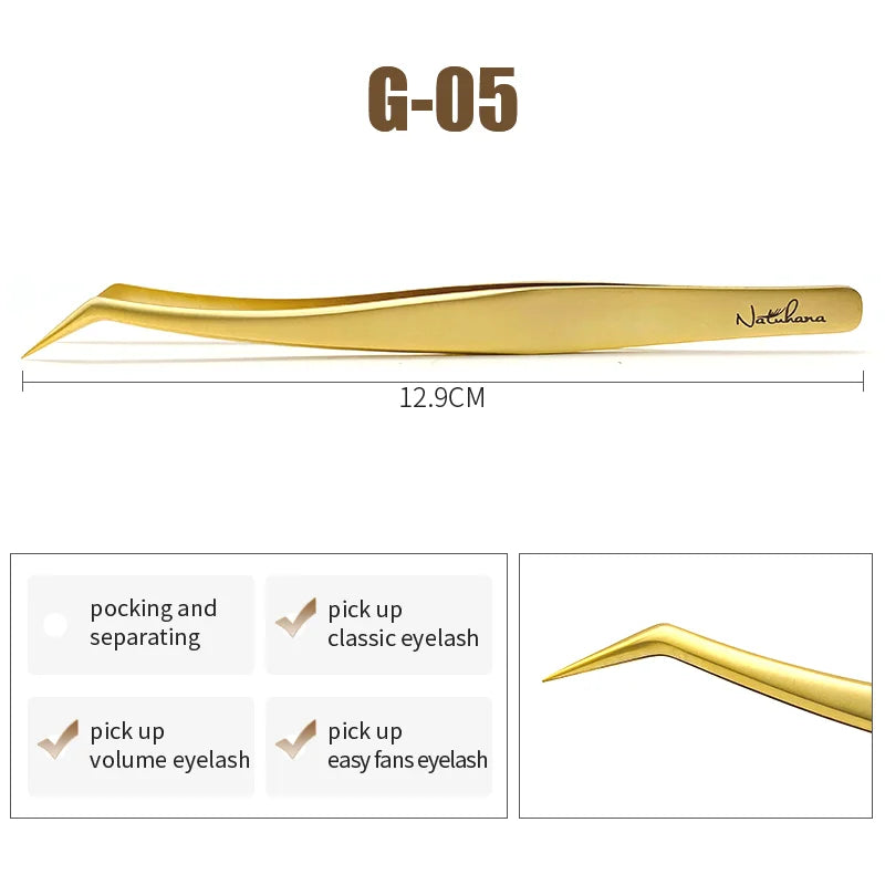 NATUHANA Professional for 3D Tweezers Stainless Steel Volume Eyebrow Tweezer False Eyelash Extension Tweezers for Makeup Tools