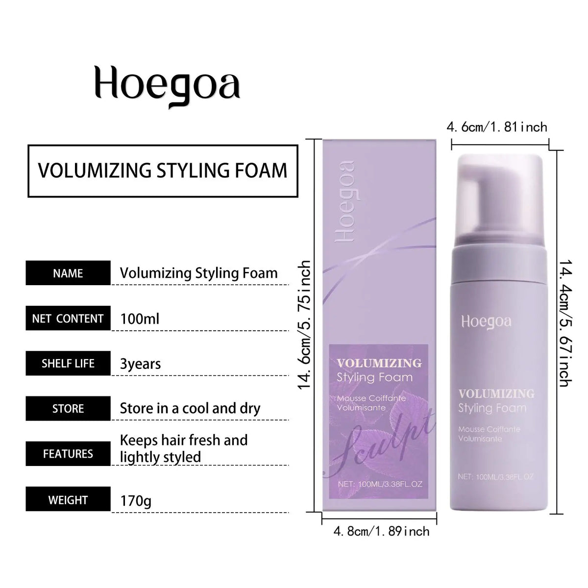 Hoegoa Hair Styling Mousse Deep Moisturizing Long Lasting Styling Oil Control Refreshing Reduce Frizzy Hair Volumizing Mousse