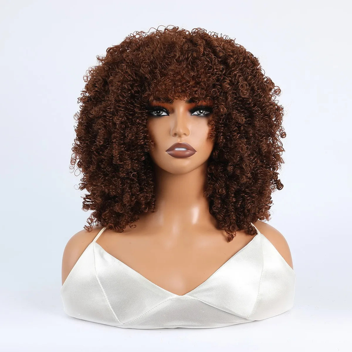 Synthetic 1 Piece 16 Inch Exploded Head Curly Wig, Synthetic Fiber Wig, Comfortable and Breathable Snapback Mesh Cap