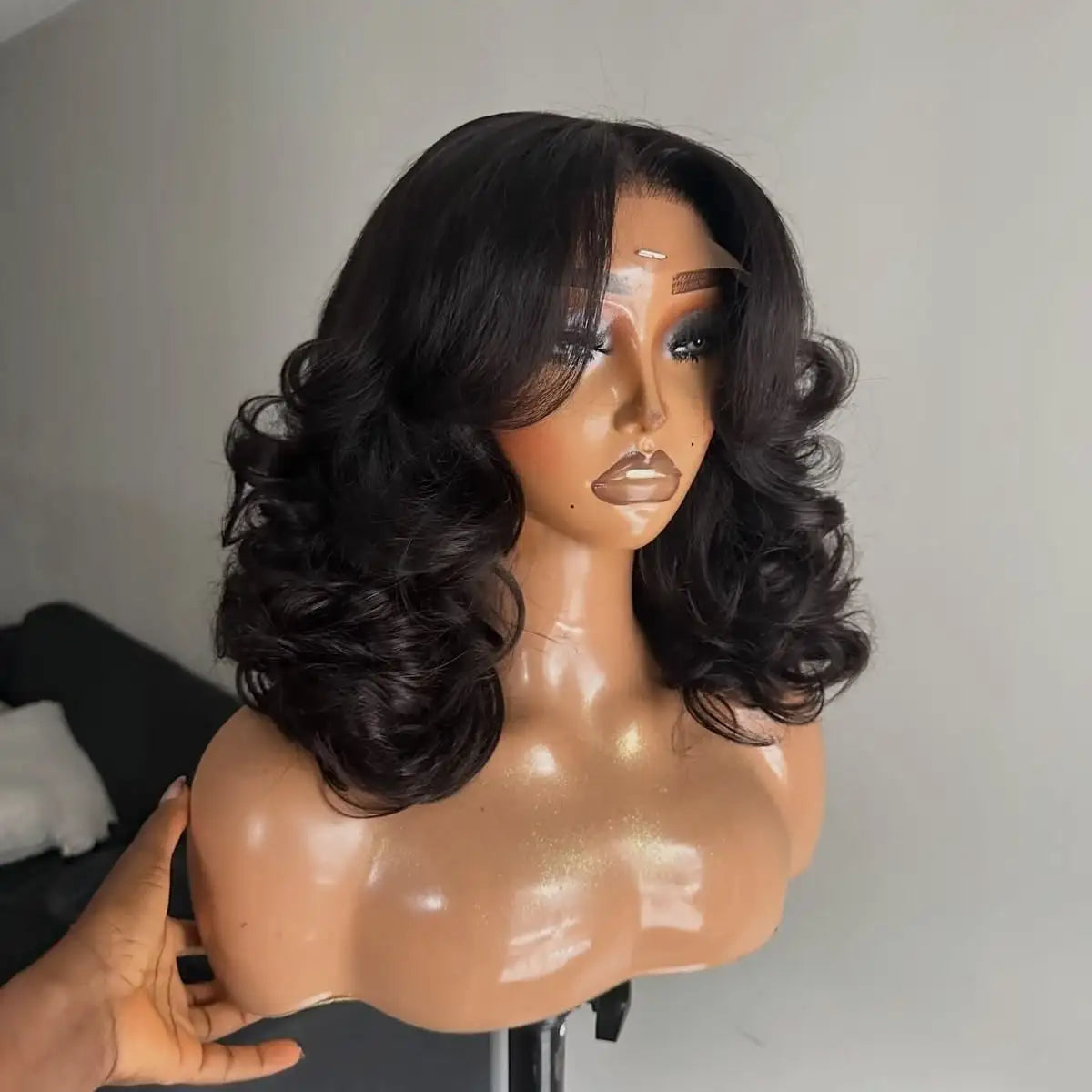 8-16 Inch Body Wave Short Bob Wig 200 Density 4x4 Lace Frontal Wig Human Hair Wigs 5x5 Glueless Wig Brazilian Black Natural Color Ready To Wear Glueless Closure Wig For Women