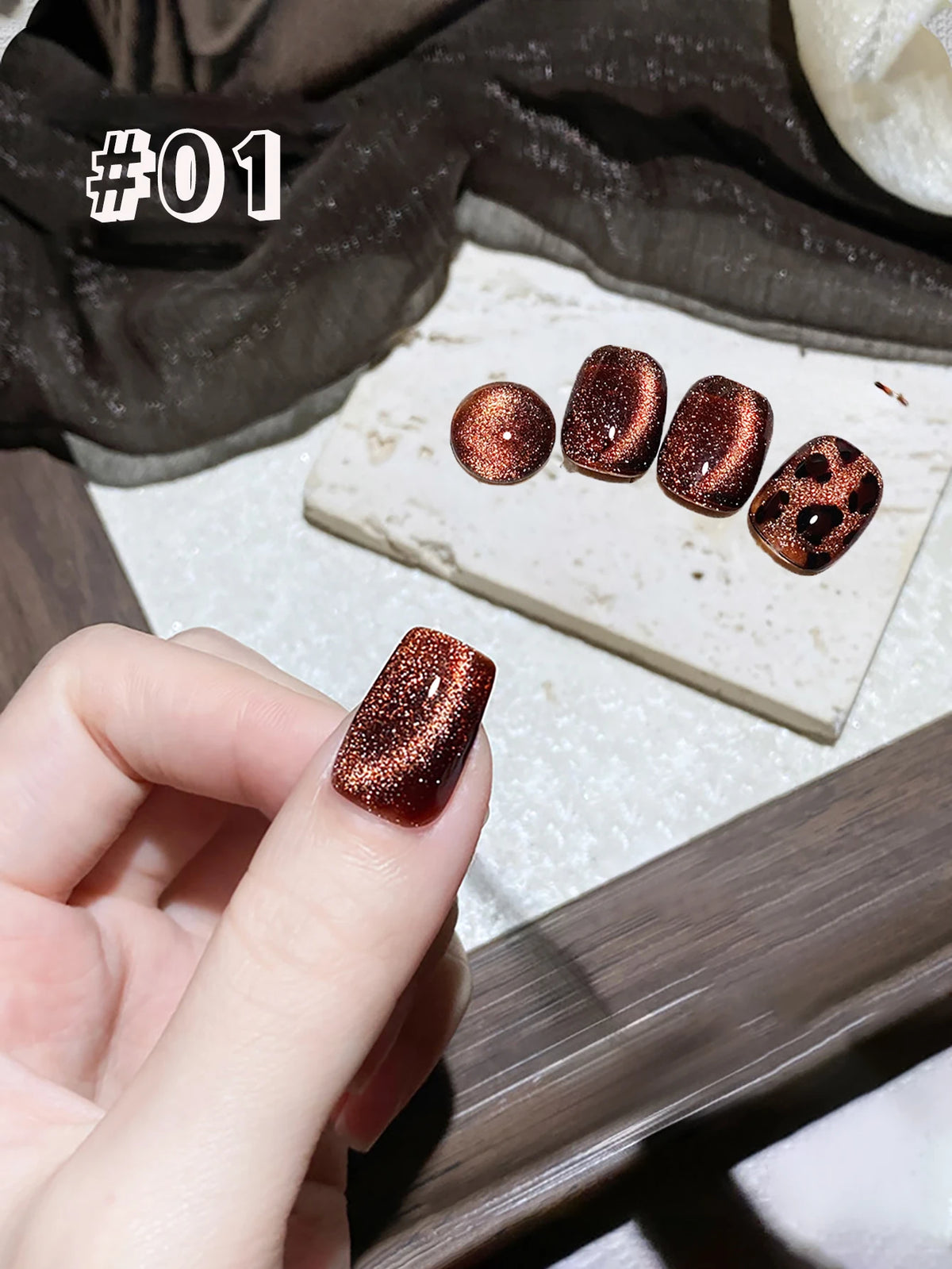 1-12pcs WS Autumn Winter Nails Golden Red Cat Eye Gel Nail Polish Whitening Popular Dopamine Nail Shop Nail Art Nail Supplies