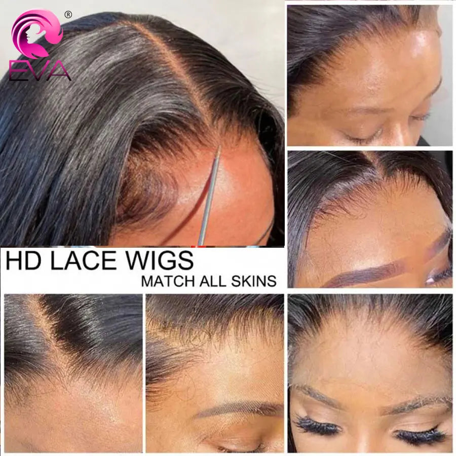 Eva 13x6 HD Lace Full Frontal Wig Silky Straight 180% Pre Plucked HD Lace Wig Invisible HD Lace Melt Skins Glueless Closure Wig