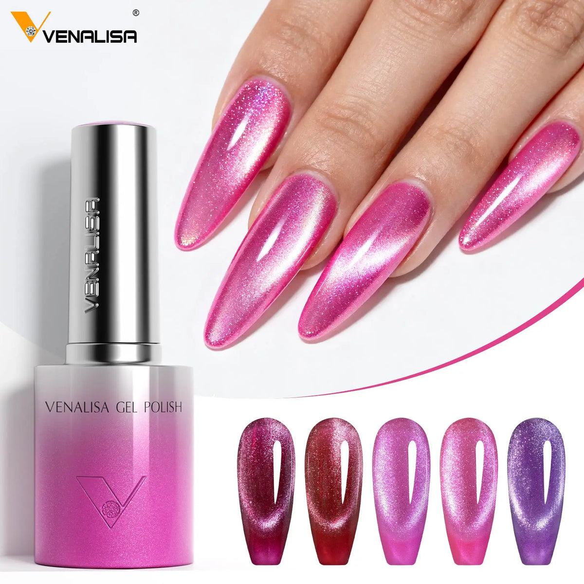 VENALISA 60 Colors TPO/HEMA FREE Glitter Gel Cat Eye Gel Nail Polish UV/LED Soak-Off Gel Polish Manicure DIY Nail Art Christmas