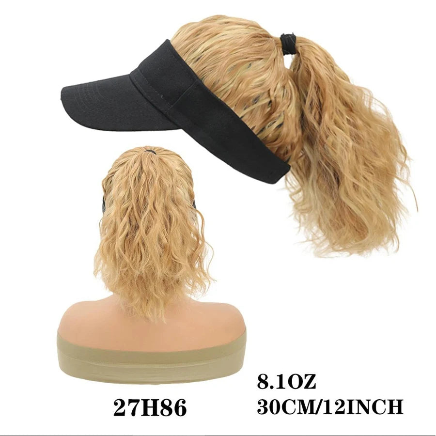 Synthetic Hat With Hair Attached For Women Ponytail Curly Hair Wig With Hair Cap Styling Baseball Baseball Cap Ponytail Hat Wig