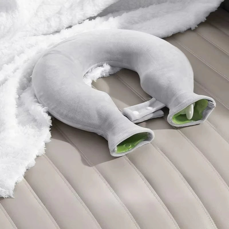 U-shaped Hot Water Bag for Neck Soft Plush Neck Warmer Hot Water Bottle Winter Warming Supplies Hot Cold Compress Physiotherapy