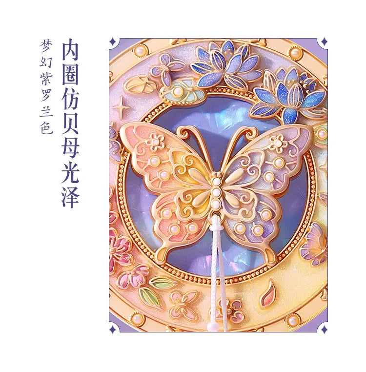 Dream Butterfly Luminous Pocket Makeup Mirrors Floral Butterfly Engraved Design,Portable Folding Mirror Birthday Gift