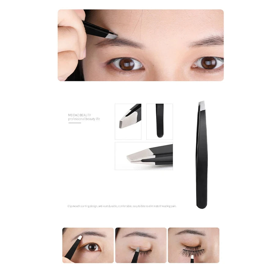 4-in-1 Precision Tweezers Set, Stainless Steel, Multi-Tip, Perfect for Eyebrow & Hair Removal